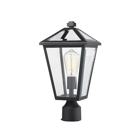 Talbot 1 Light Outdoor Post Mount Fixture, Black & Clear Beveled